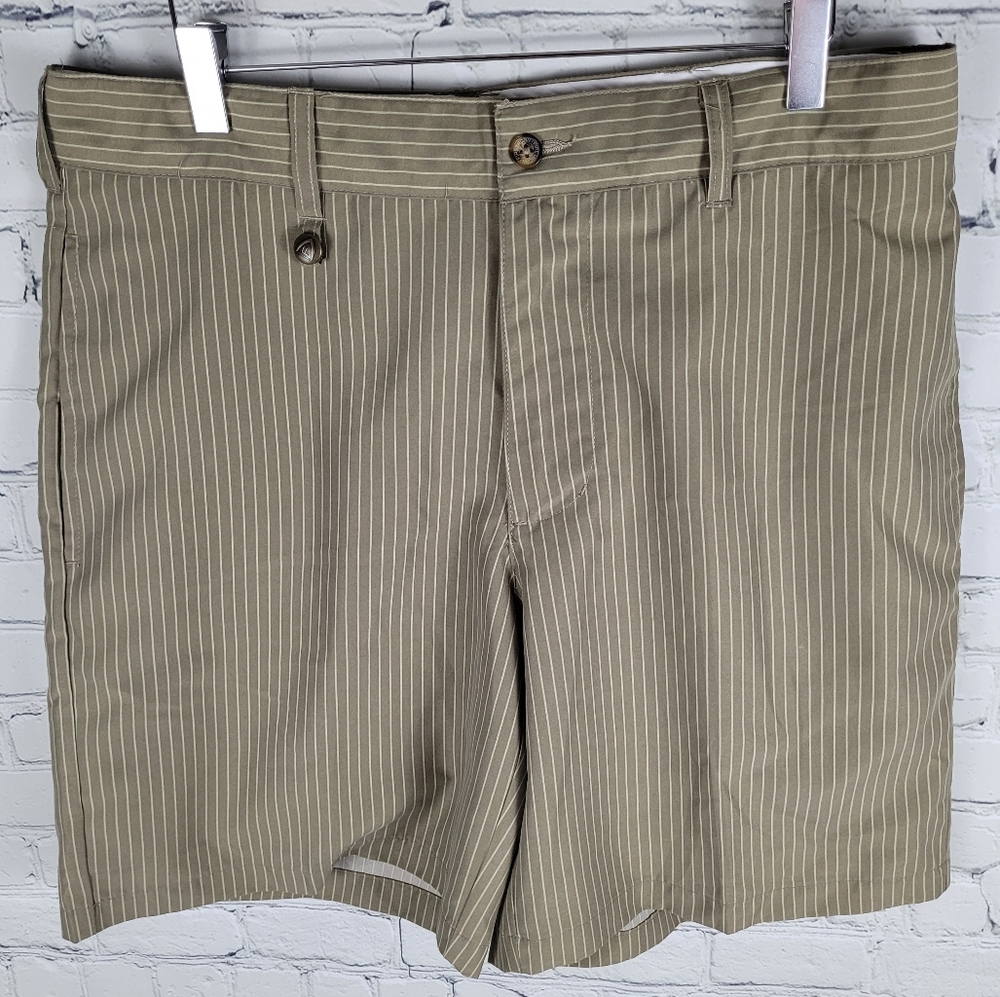 FIRETHORN | pinstripe flat front shorts